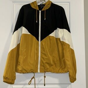 Yellow Black and White Colorblock Windbreaker Jacket